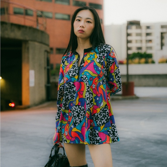 Vintage 90’s y2k dress by Traffic Jam made in USA 
quarter zip up dress/tunic - Picture 1 of 9